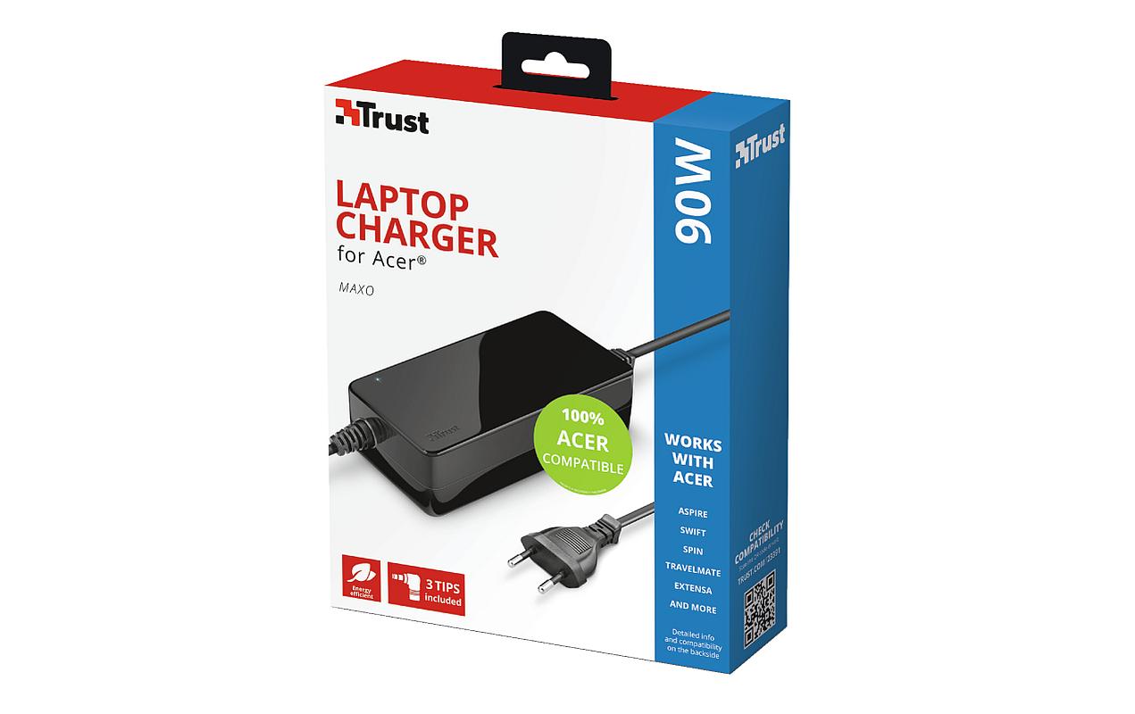 Trust Maxo 23391 Netzteil 90 W – für Acer, schwarz, 3 m Kabel