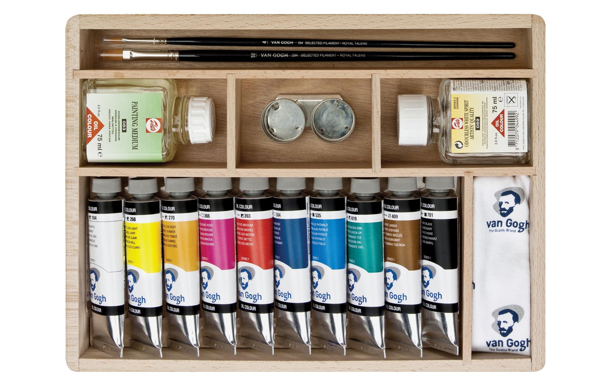 Van Gogh Ölset Malkasten – 12 Farben, 12 × 40 ml, mit Pinsel
