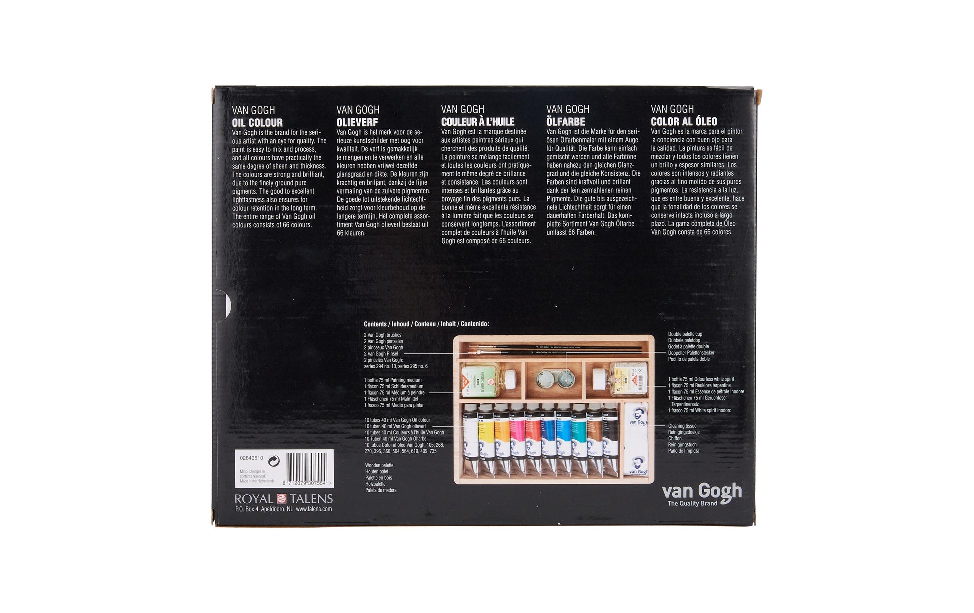 Van Gogh Ölset Malkasten – 12 Farben, 12 × 40 ml, mit Pinsel