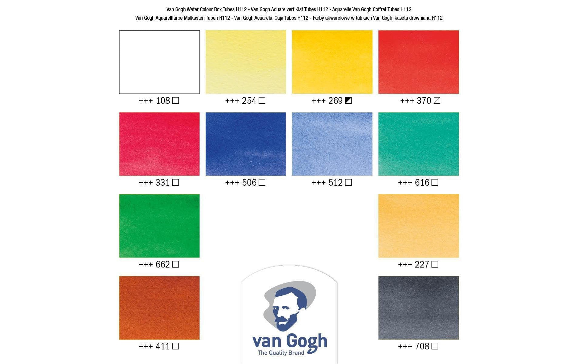 Van Gogh Aquarellfarbe – Mehrfarbig – 12 Farben (12×10 ml (120 ml)) – Tube – Lichtecht