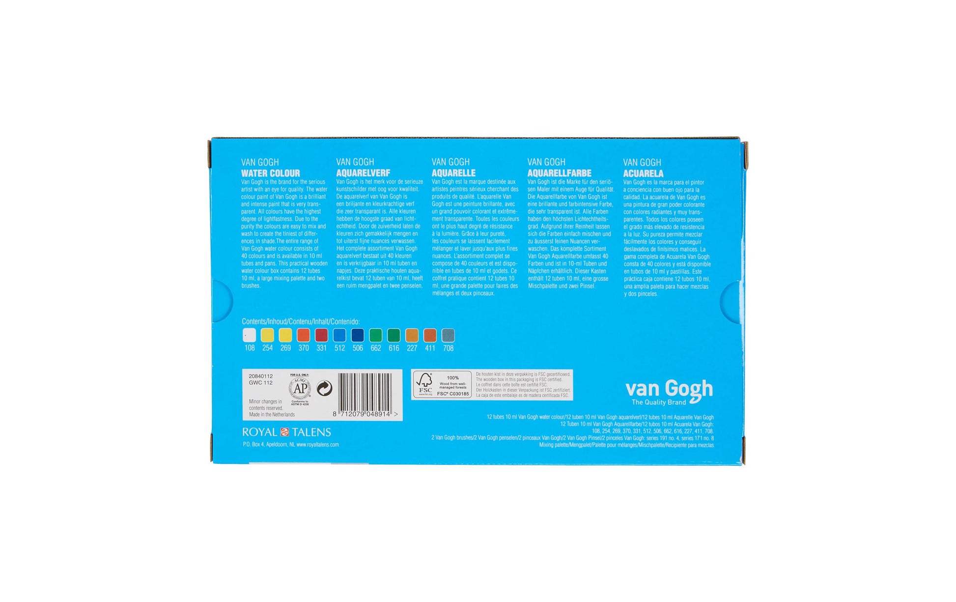 Van Gogh Aquarellfarbe – Mehrfarbig – 12 Farben (12×10 ml (120 ml)) – Tube – Lichtecht