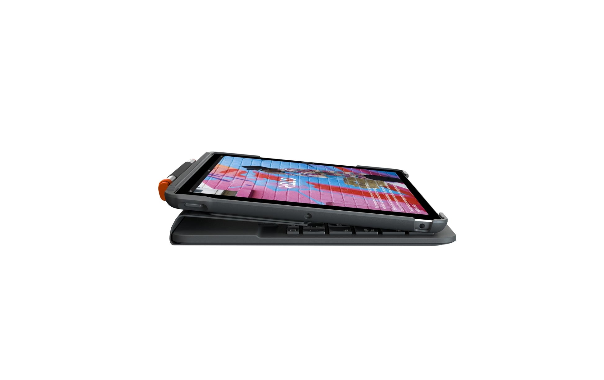 Logitech Slim Folio – Tastatur, kabellos (Bluetooth), CH-Layout (DE-CH), aufladbar, Graphit – für iPad (7. Gen)