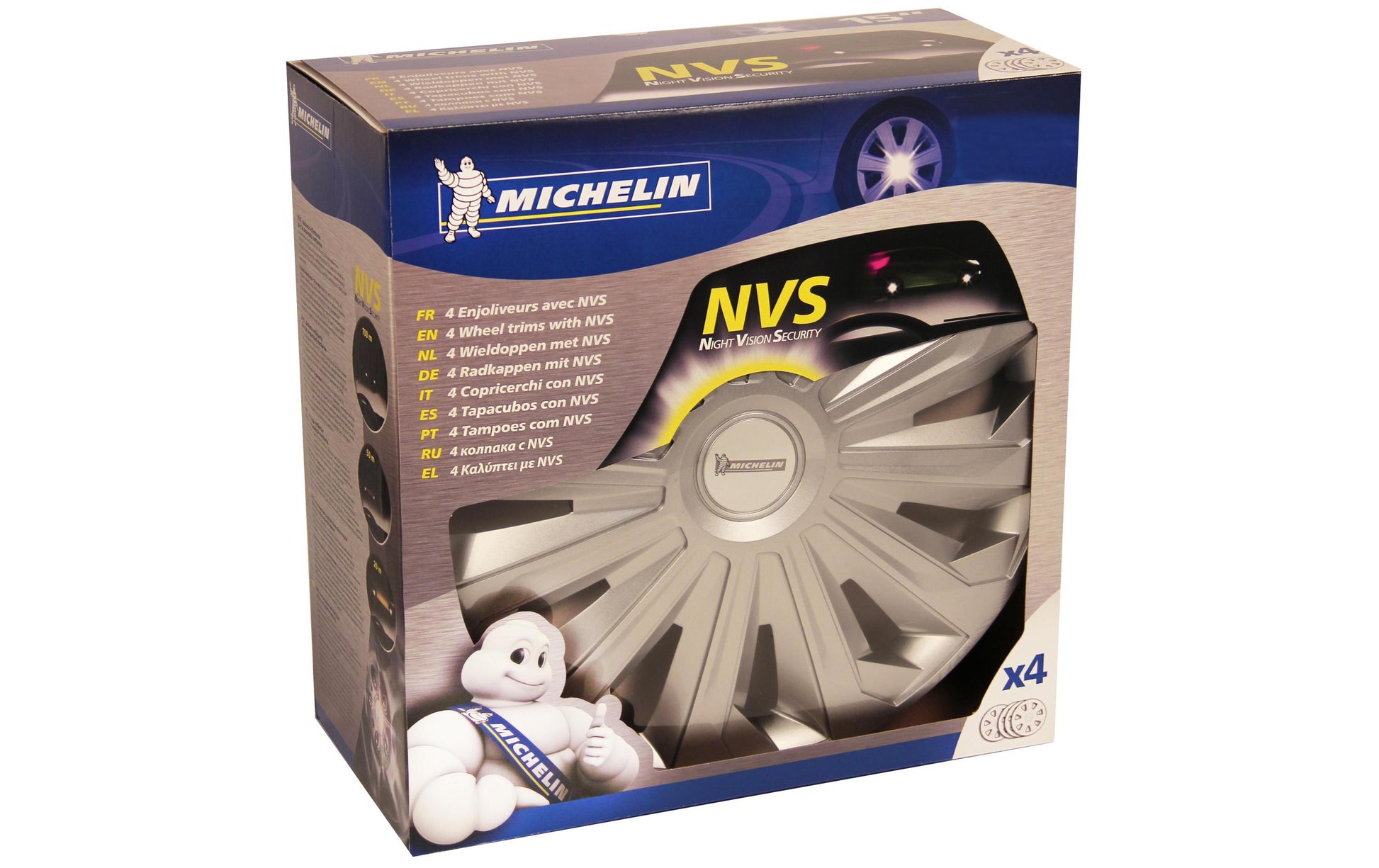 MICHELIN Radzierblenden – für 15" Felgen – 4 Stk. – ABS, grau, mit integriertem Reflektor