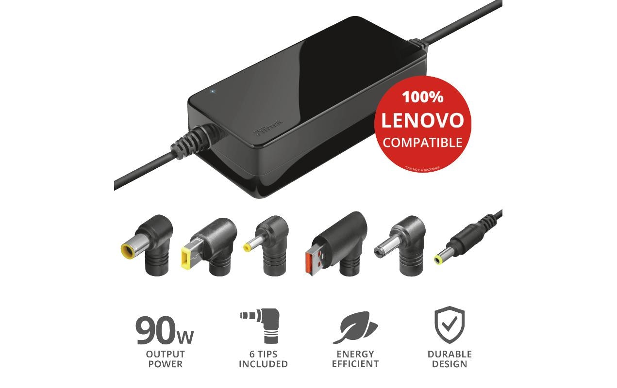 Trust Netzteil – 90 W, 19 V – für Lenovo – Schwarz