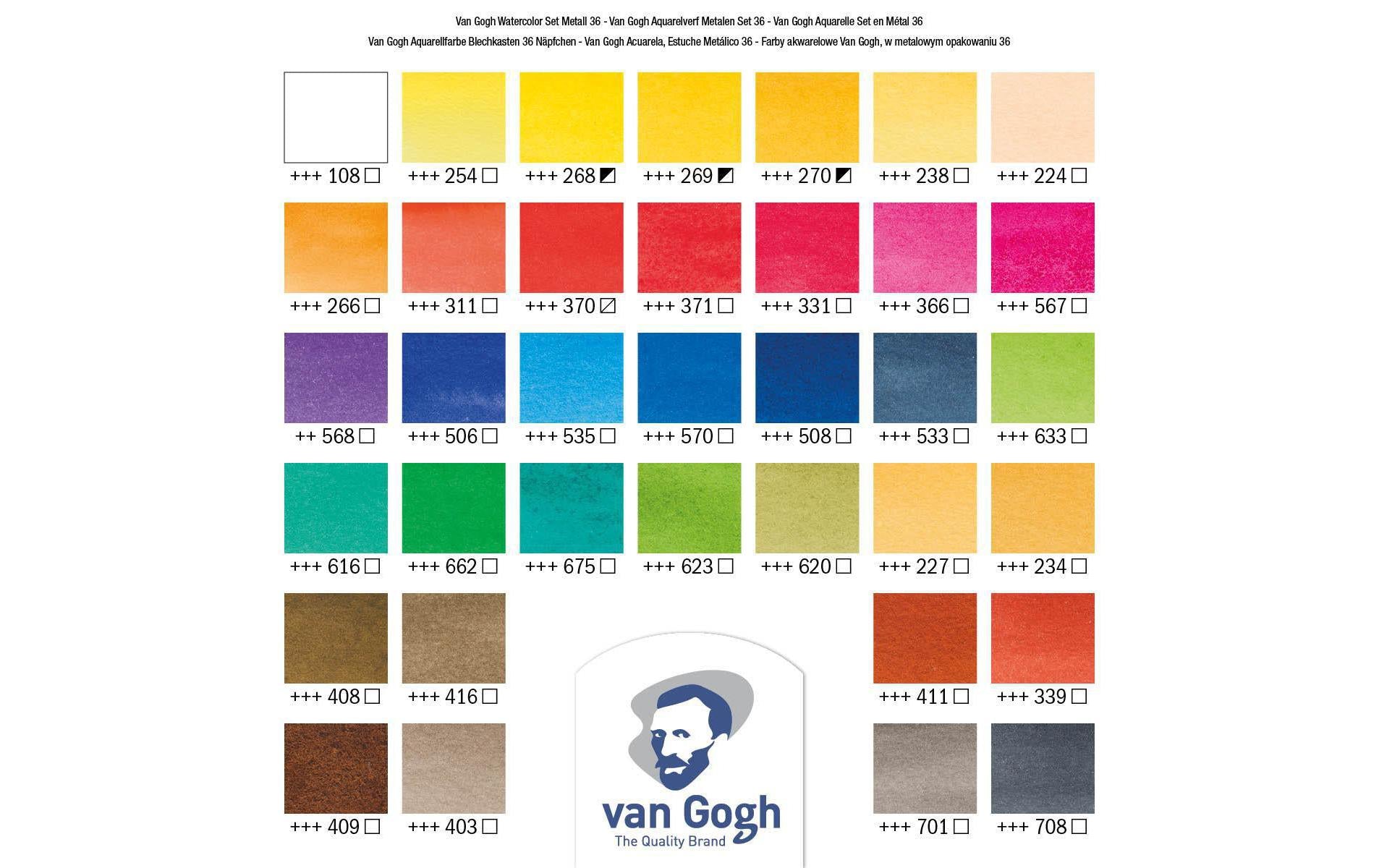 Van Gogh Aquarellfarbe – Set – 36 Farben, mit Pinsel