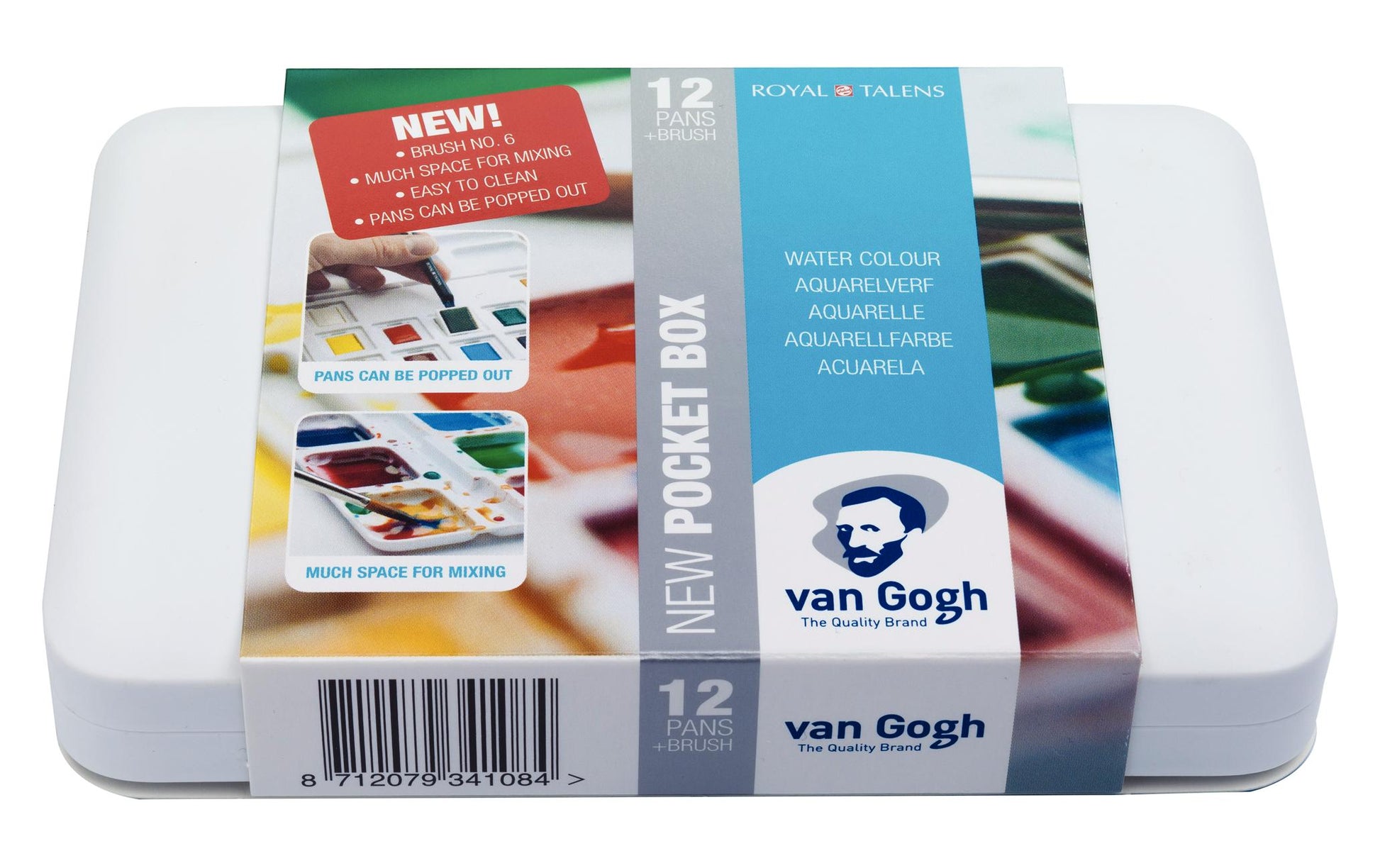 Van Gogh Aquarellfarben – Malkasten – 12 Farben, inkl. Pinsel, Schwamm