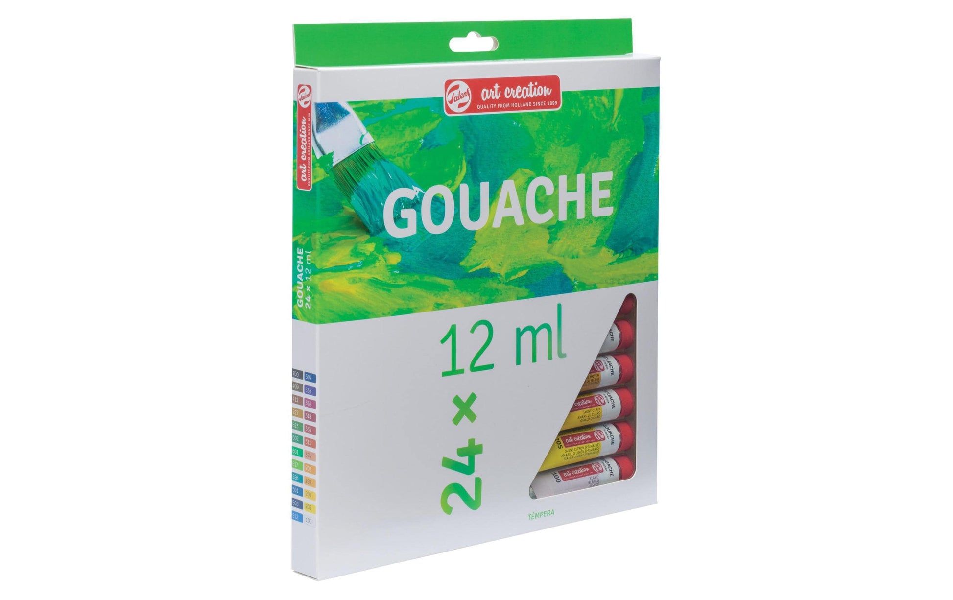 Talens Gouache – Mehrfarbig, Deckend – 24 Farben – 24×12 ml (288 ml) – für Holz