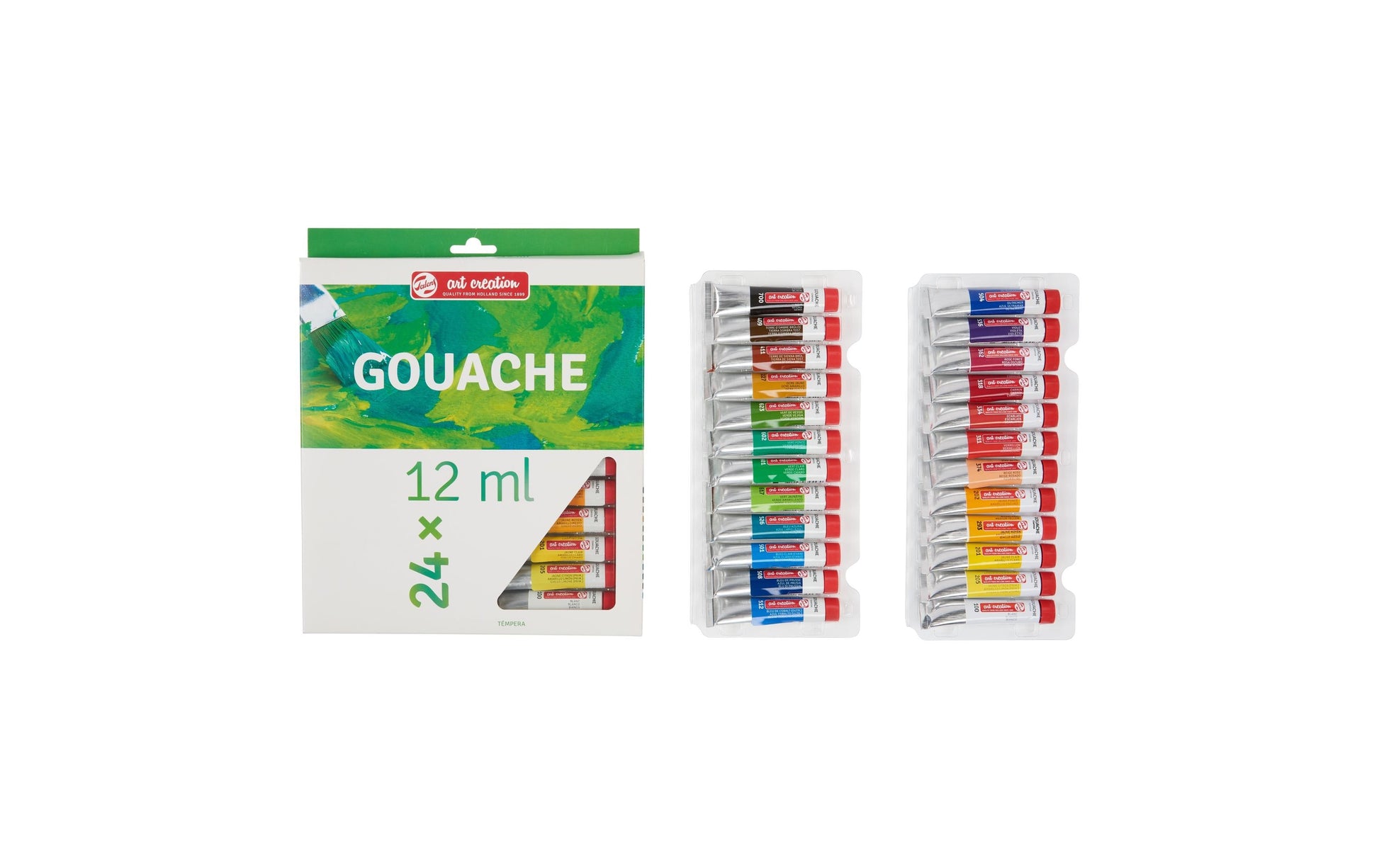 Talens Gouache – Mehrfarbig, Deckend – 24 Farben – 24×12 ml (288 ml) – für Holz