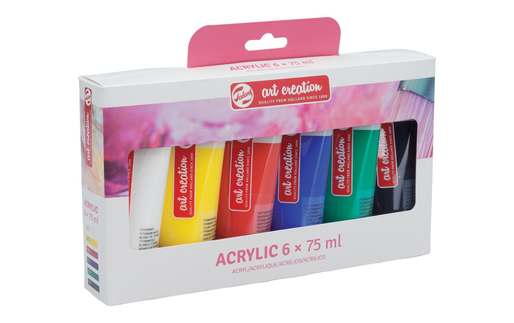 Talens Acrylfarbe – 6 Farben, 6×75 ml (450 ml) – wasserfest, für Papier