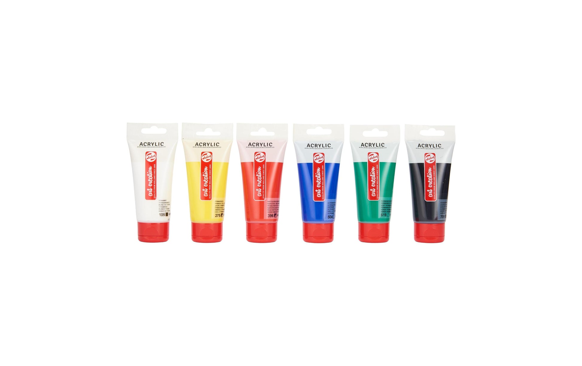 Talens Acrylfarbe – 6 Farben, 6×75 ml (450 ml) – wasserfest, für Papier