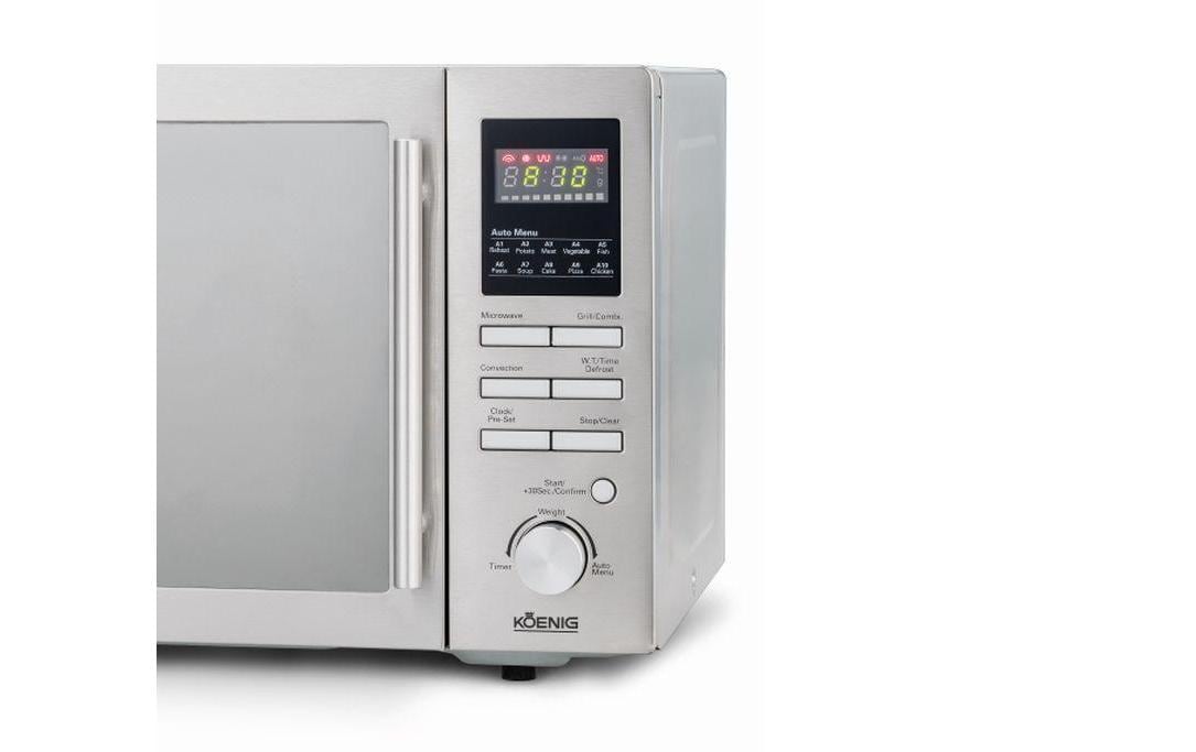 Koenig Kombi-Mikrowelle B01105 – 25 l, Grill & Heissluft, 900 W – Silber/Edelstahl