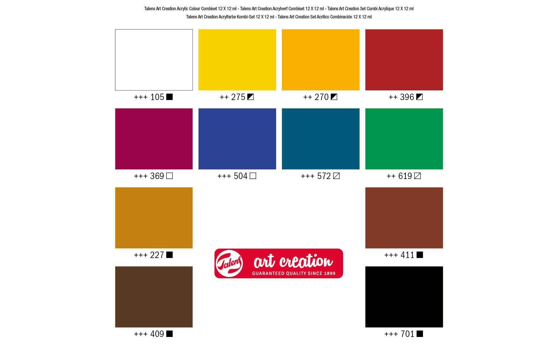 Talens Acrylfarbe – Set – 12 Farben, 12 × 12 ml
