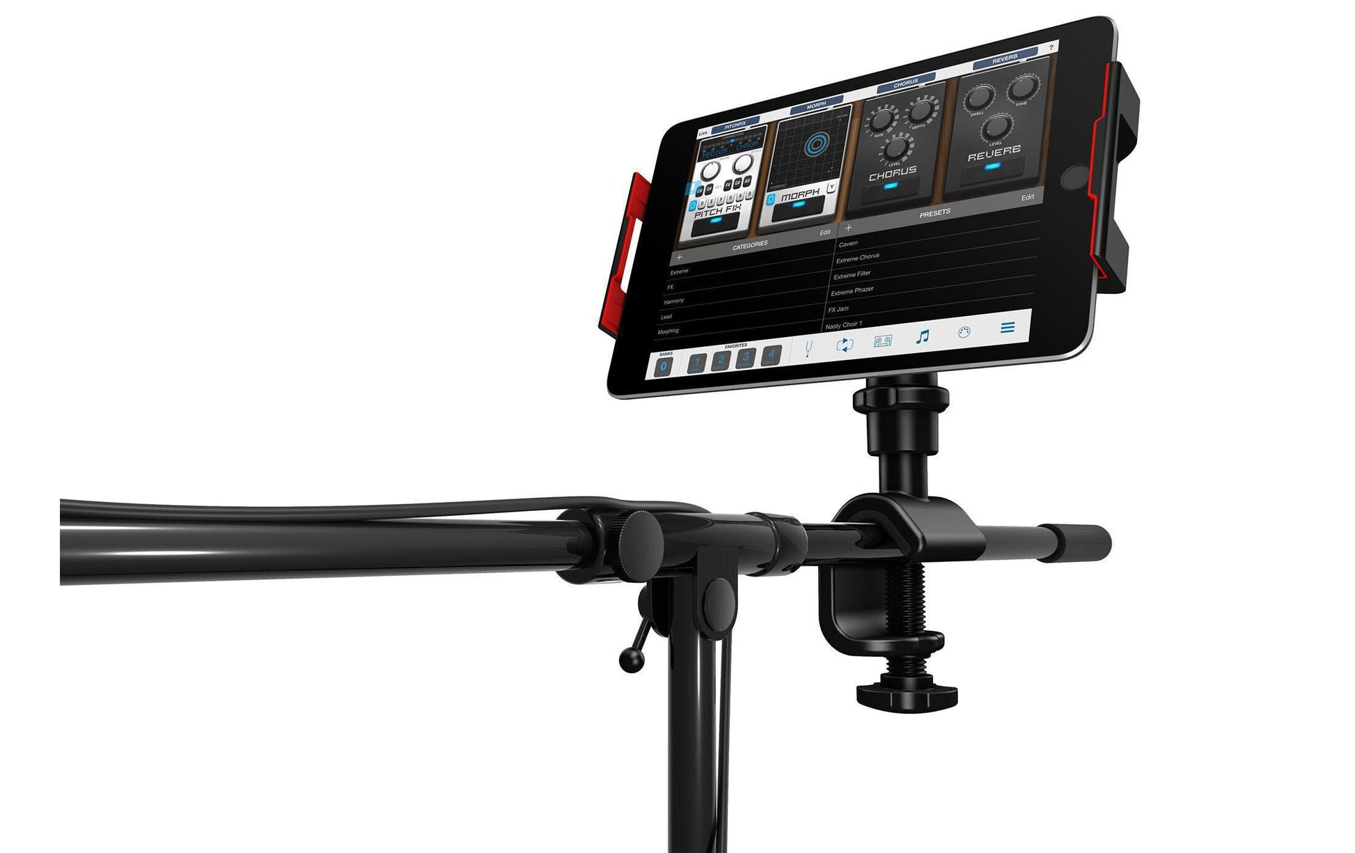 IK Multimedia Tablet-Arm (Tischklemme) für iPad (mini, Air, Pro) – bis 12,9", neigbar – Schwarz