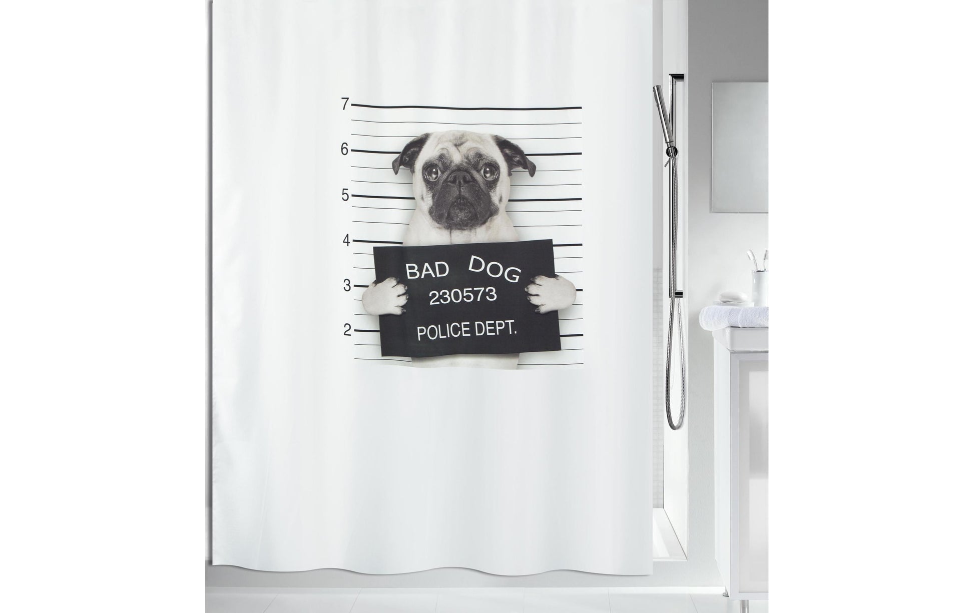 Spirella Duschvorhang – 180×200 cm, Polyester (PES), Befestigung: Ring, Grau