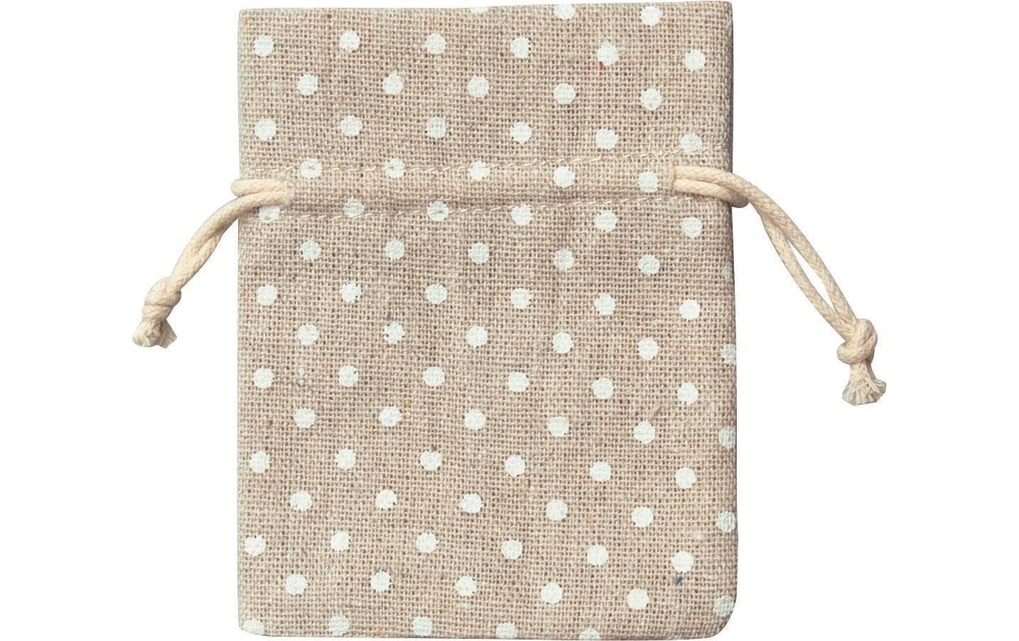 Folia Geschenkbeutel – Punkte und Streifen, Beige – Baumwolle – 6 Stk.