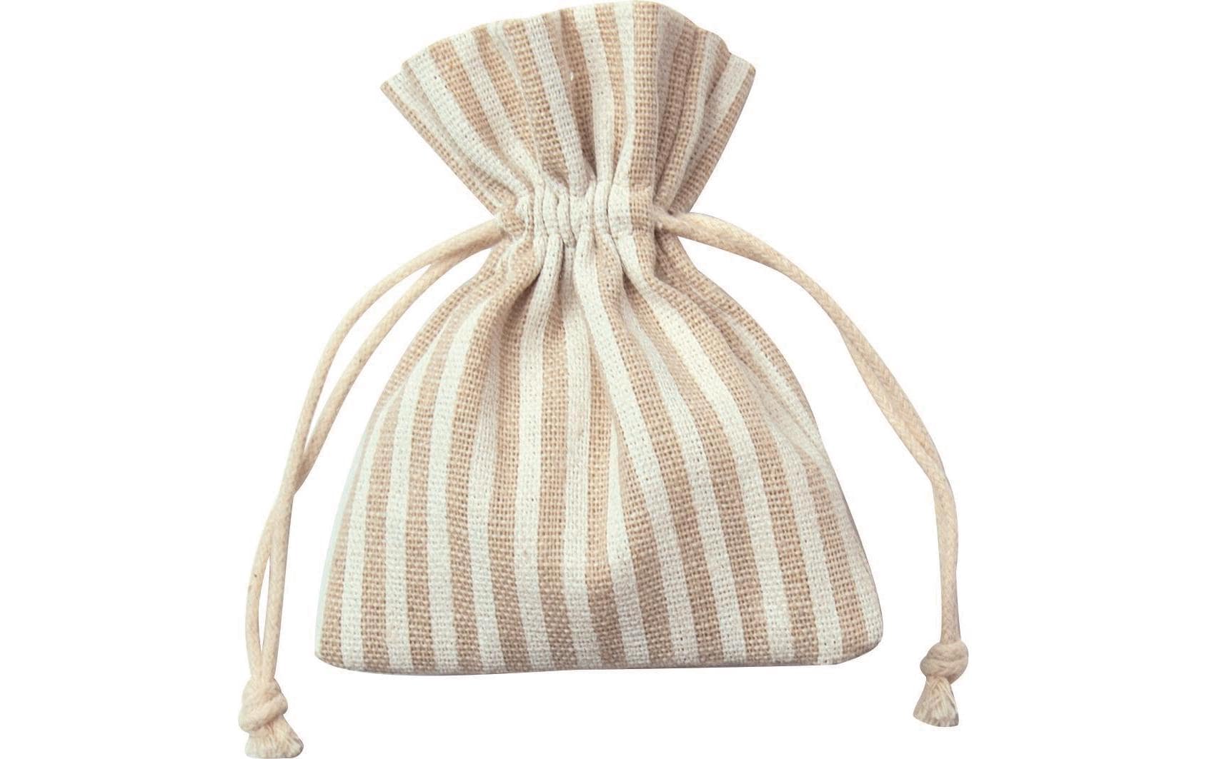 Folia Geschenkbeutel – Punkte und Streifen, Beige – Baumwolle – 6 Stk.