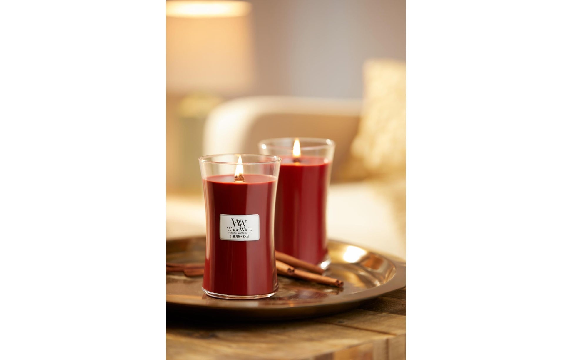 WoodWick Duftkerze – Chai (Zimt & Vanille) – Ø 7 × 8,3 cm
