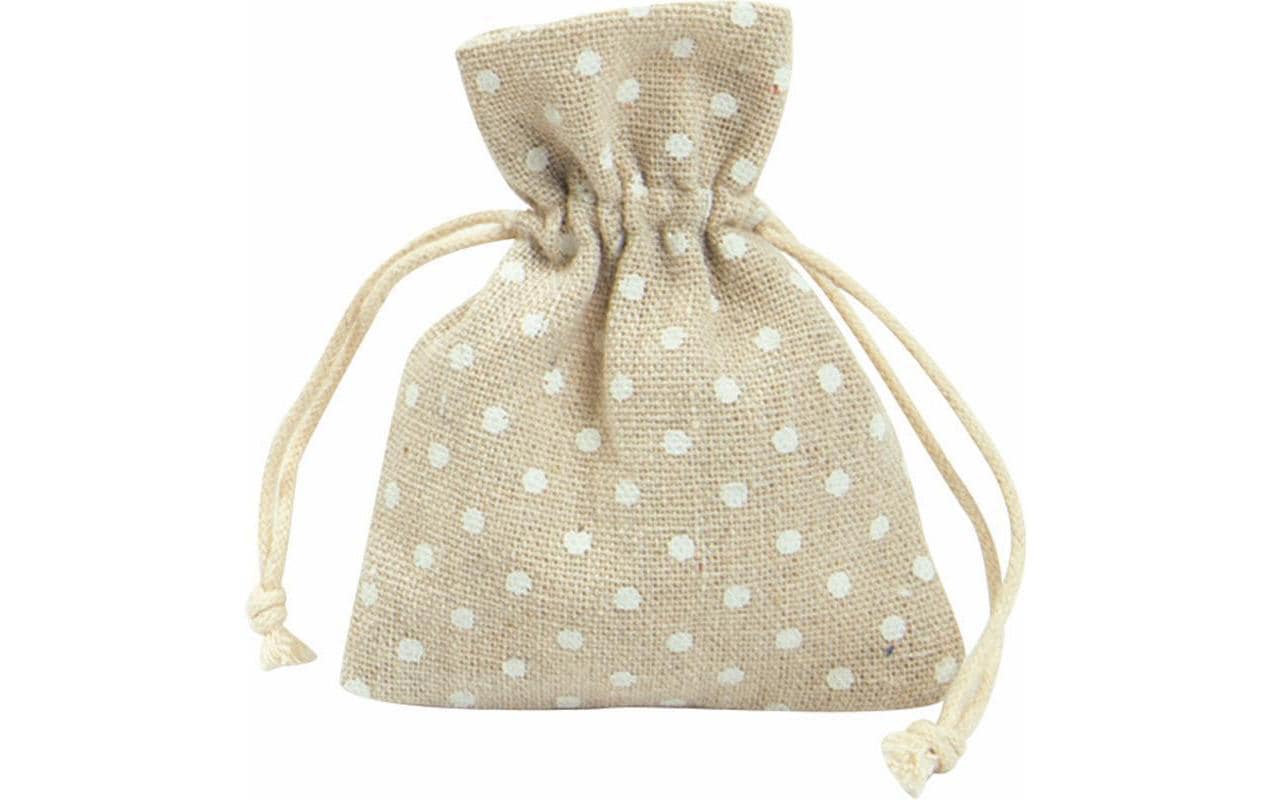 Folia Geschenkbeutel – Punkte und Streifen, Beige – Baumwolle – 6 Stk.