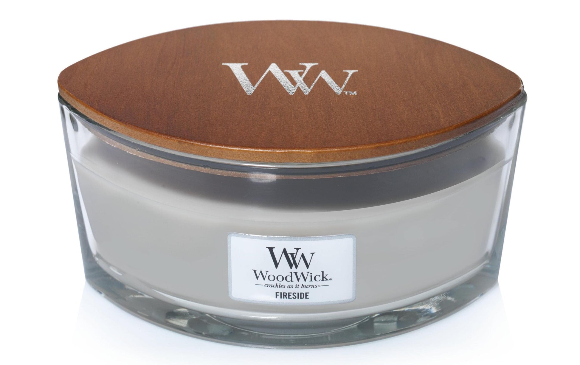 WoodWick Duftkerze Fireside, grau, Glas, Ø 19,1 cm, H 9,2 cm, 1 Stück