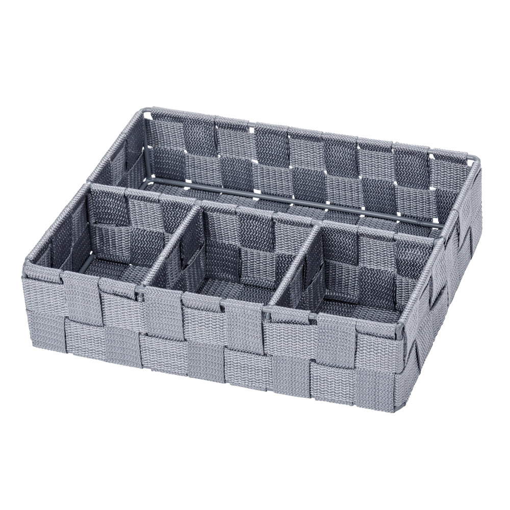 WENKO Adria Ablageschale – Grau – 4 Fächer – 260 × 65 × 170 mm