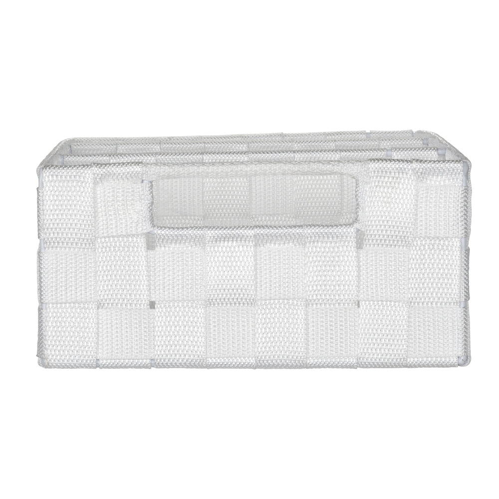 WENKO Adria Aufbewahrungskorb – Kunststoff – Weiss (mit Griff, 3 Fächer) – 320 × 100 × 210 mm