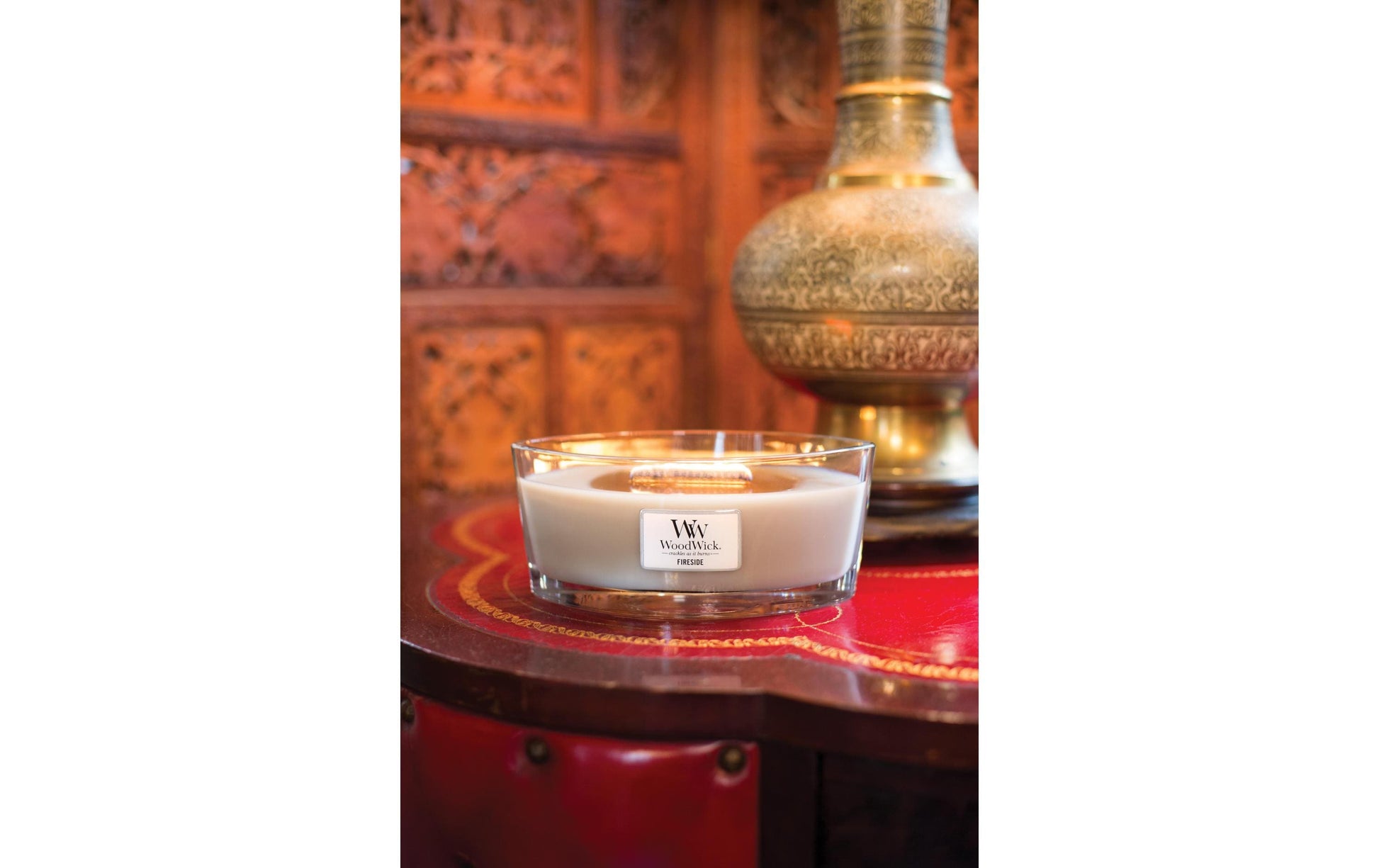 WoodWick Duftkerze Fireside, grau, Glas, Ø 19,1 cm, H 9,2 cm, 1 Stück