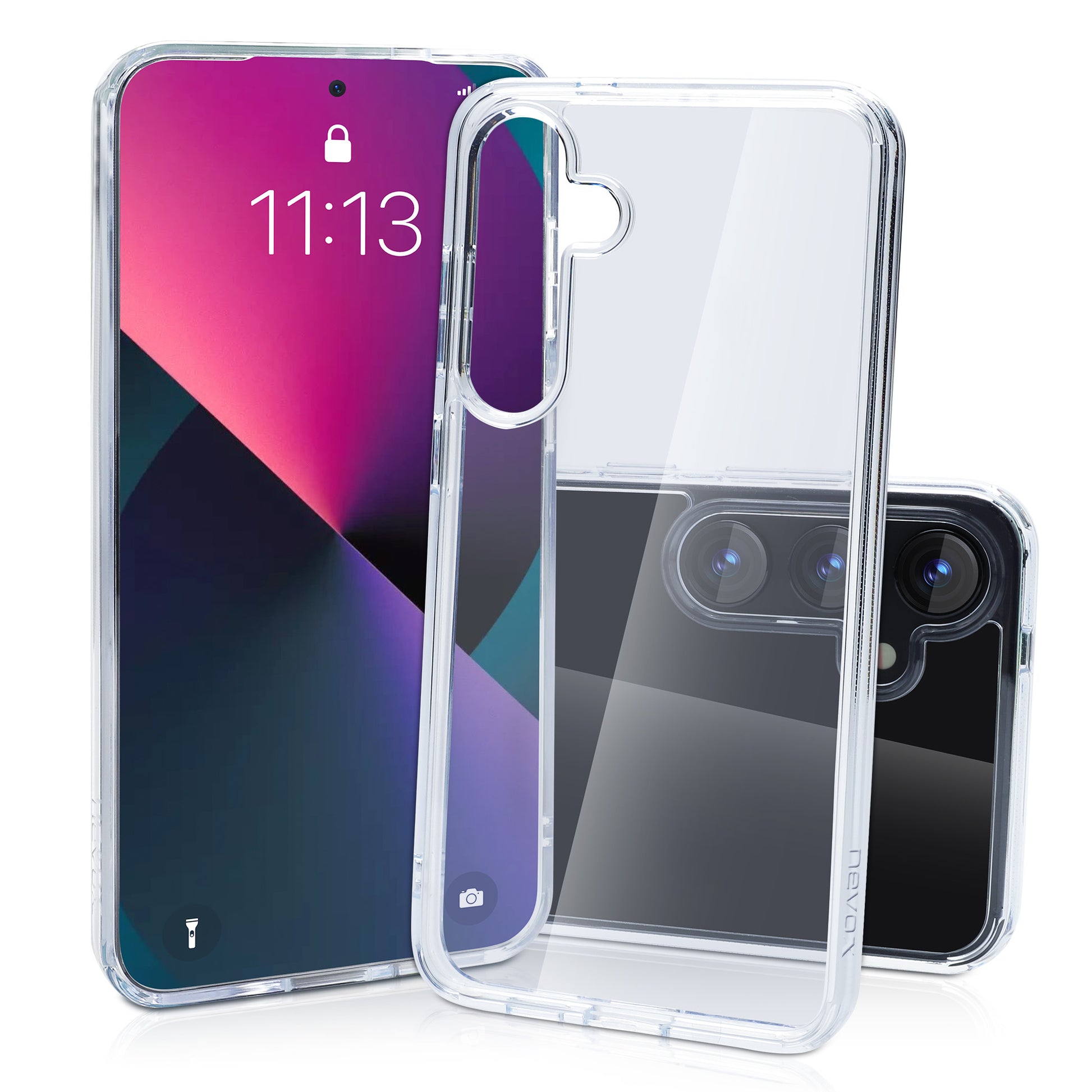 nevox StyleShell SHOCKFlex Backcover – für Samsung Galaxy S25, PC+TPU, Transparent