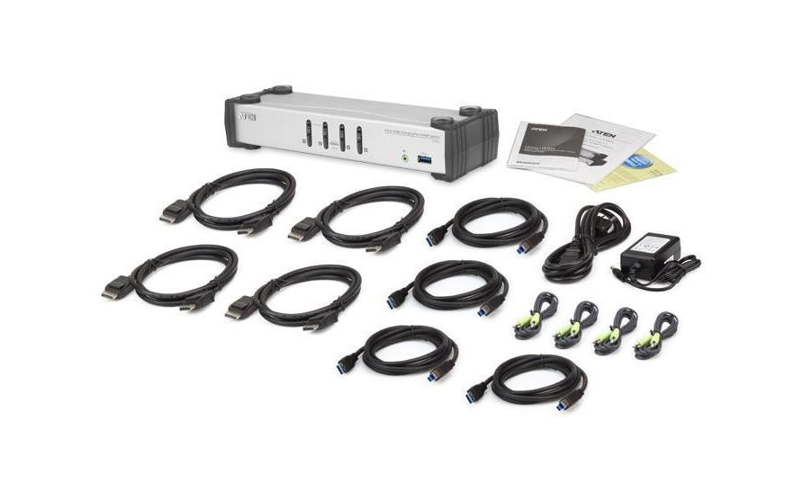 ATEN CS1914 – KVM-Switch, DisplayPort/USB 3.2 Gen 1/Audio, 4K (3840 × 2160), USB-Hub, HDCP, Hot-Plug, für Mac