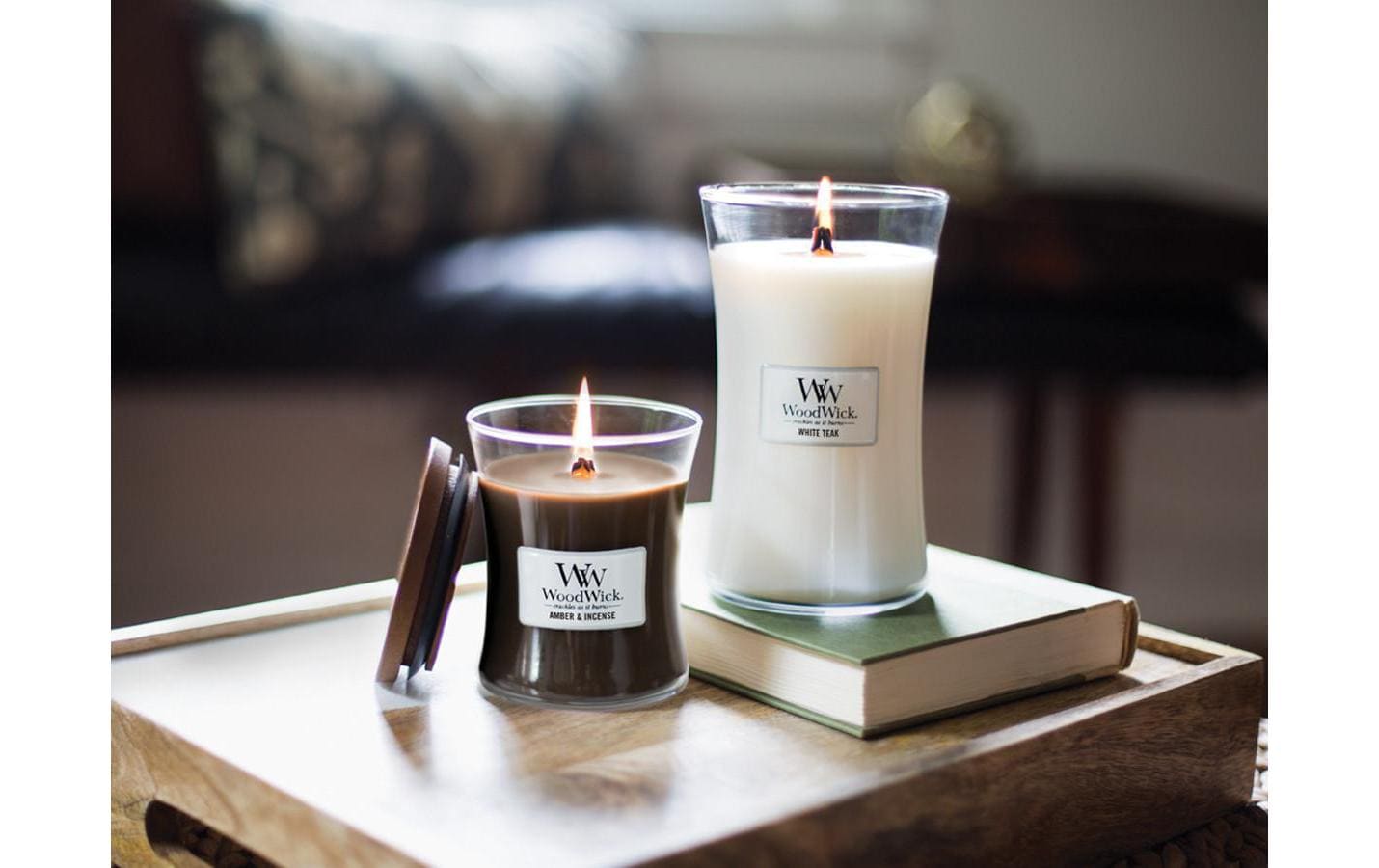 WoodWick Duftkerze – White Tea & Jasmin – Ø 7 × 8,3 cm