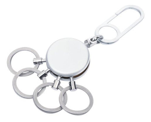 TROIKA Schlüsselring Patent Easy Rund – 4 ausklinkbare Ringe, Messing, Silber, 50 × 93 × 9 mm