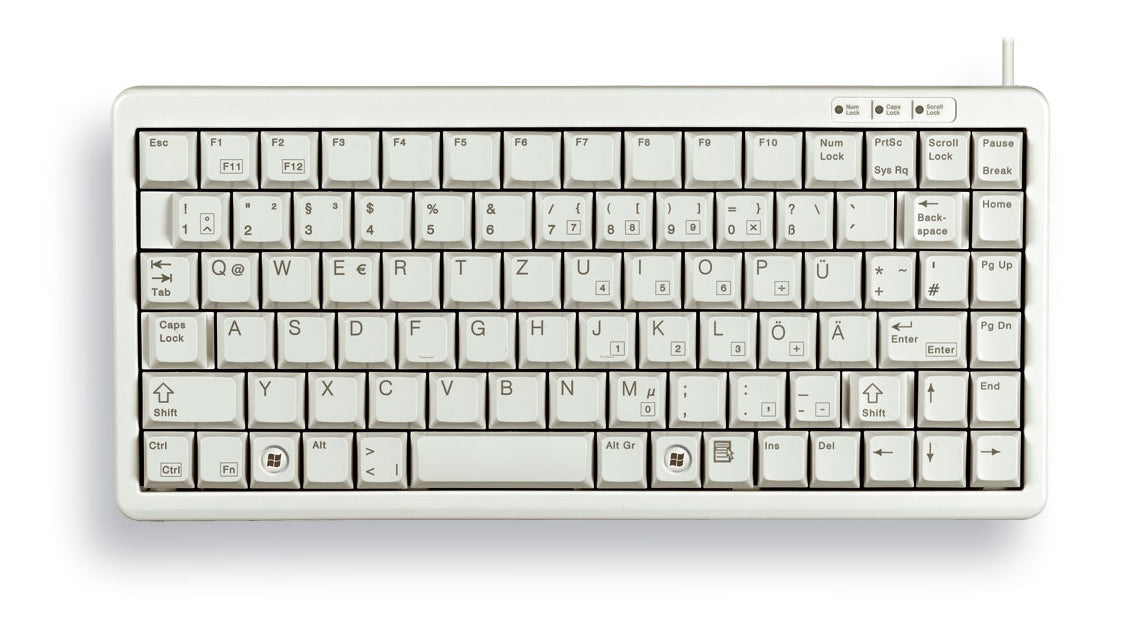 CHERRY G84-4100 – Tastatur, kabelgebunden (USB, PS/2), UK-Layout (EN), Grau