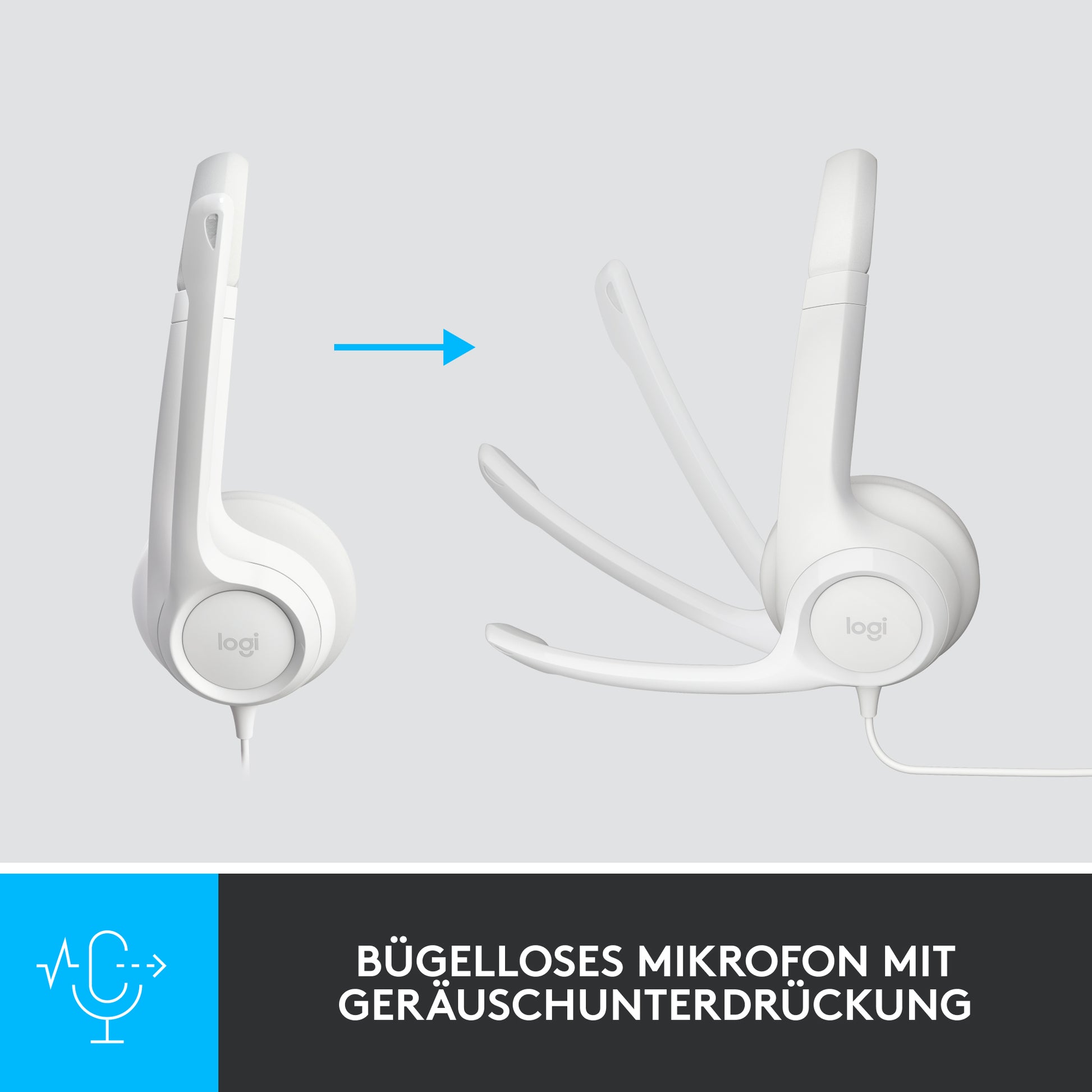 Logitech H390 – Headset – USB‑A, mit Mikrofon – Offwhite