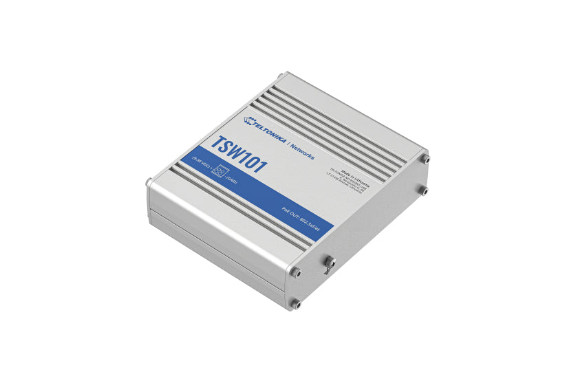 Teltonika TSW101 – Unmanaged Switch – 5× 1G (4× PoE+), PoE-Budget 120 W