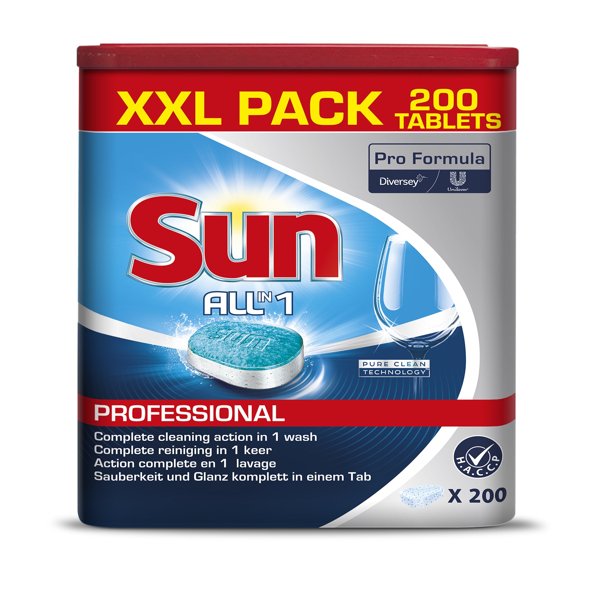 Sun Pro Formula All in 1 Complete Spülmaschinentabs Professional – für Geschirrspüler – 200 Tabs, EU Ecolabel