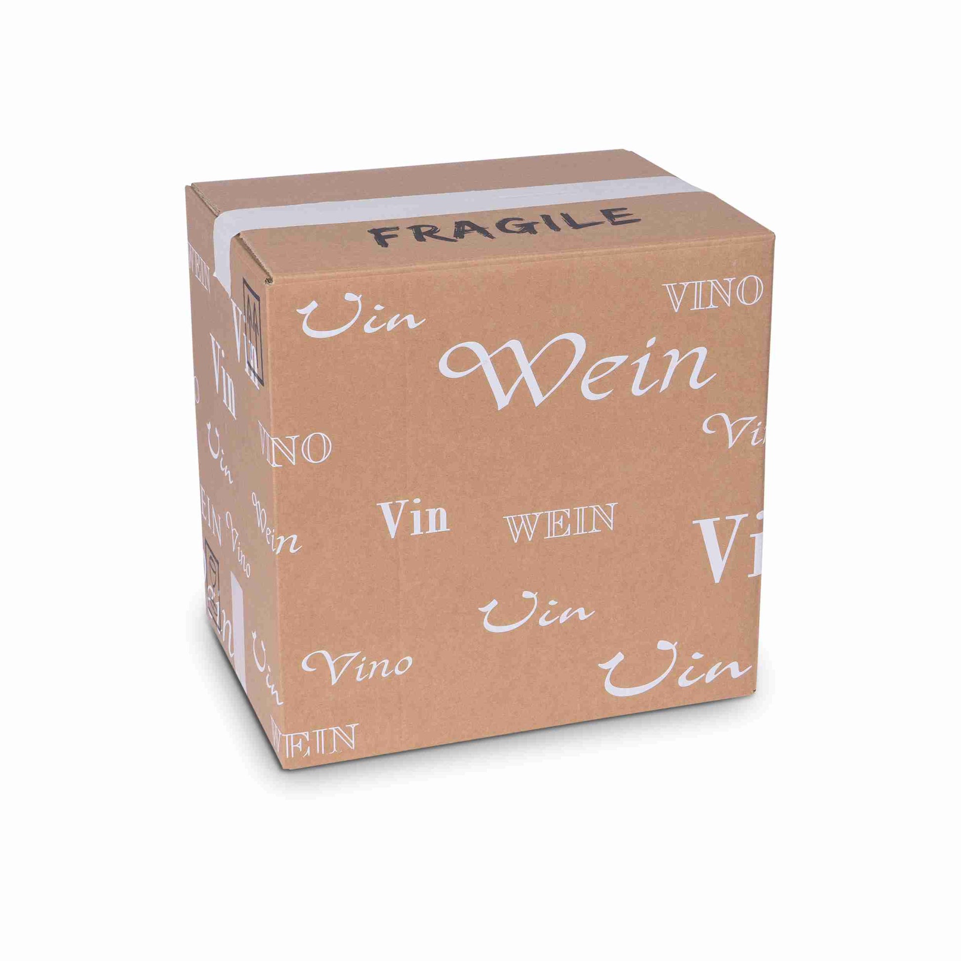 Model Weinversandkarton – für 12 × 0,75 l, max. 327 mm & Ø83 mm – 338 × 252 × 327 mm, braun, mit Gefache – 1 Stk., ab 20 Stk.