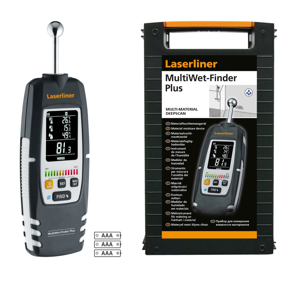 Laserliner MultiWet-Finder Plus – Elektronisches Hygrometer, Batterien inklusive