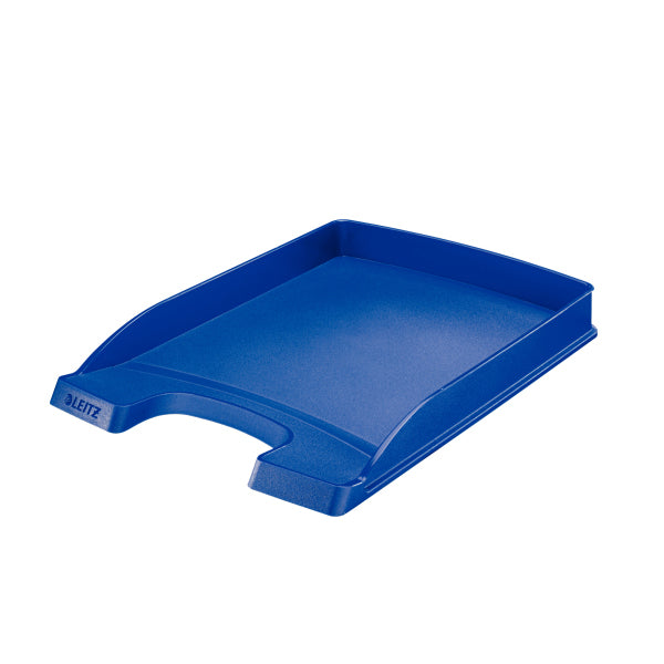 Leitz Briefkorb – mit Griffausschnitt, mit Beschriftungsfeld, matt, blau, B 255 × H 35 × T 357 mm, Serie Slim
