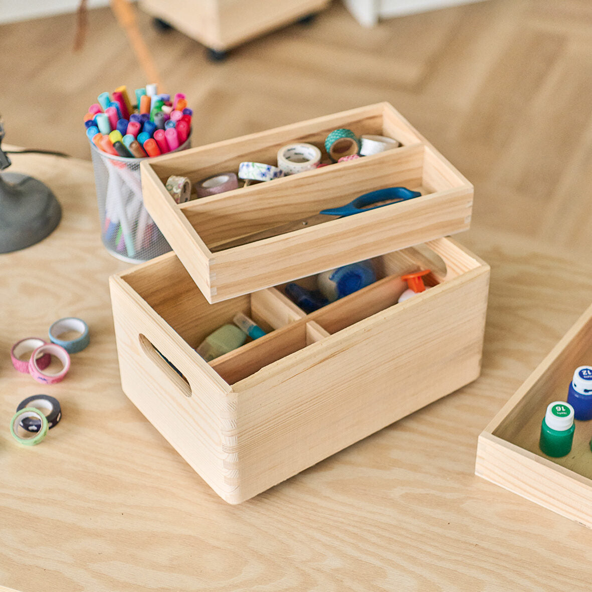 Zeller Present Aufbewahrungsbox ohne Deckel – Kiefer – Braun – stapelbar, mit Tragegriff – 298 × 145 × 198 mm