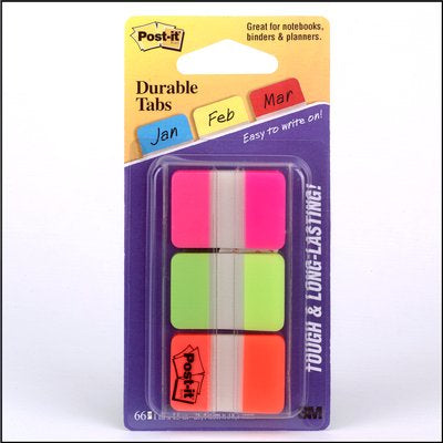 3M Post-it Index Strong Register – 25,4 × 38 mm, Kunststoff, farbig, unbedruckt, extra stark