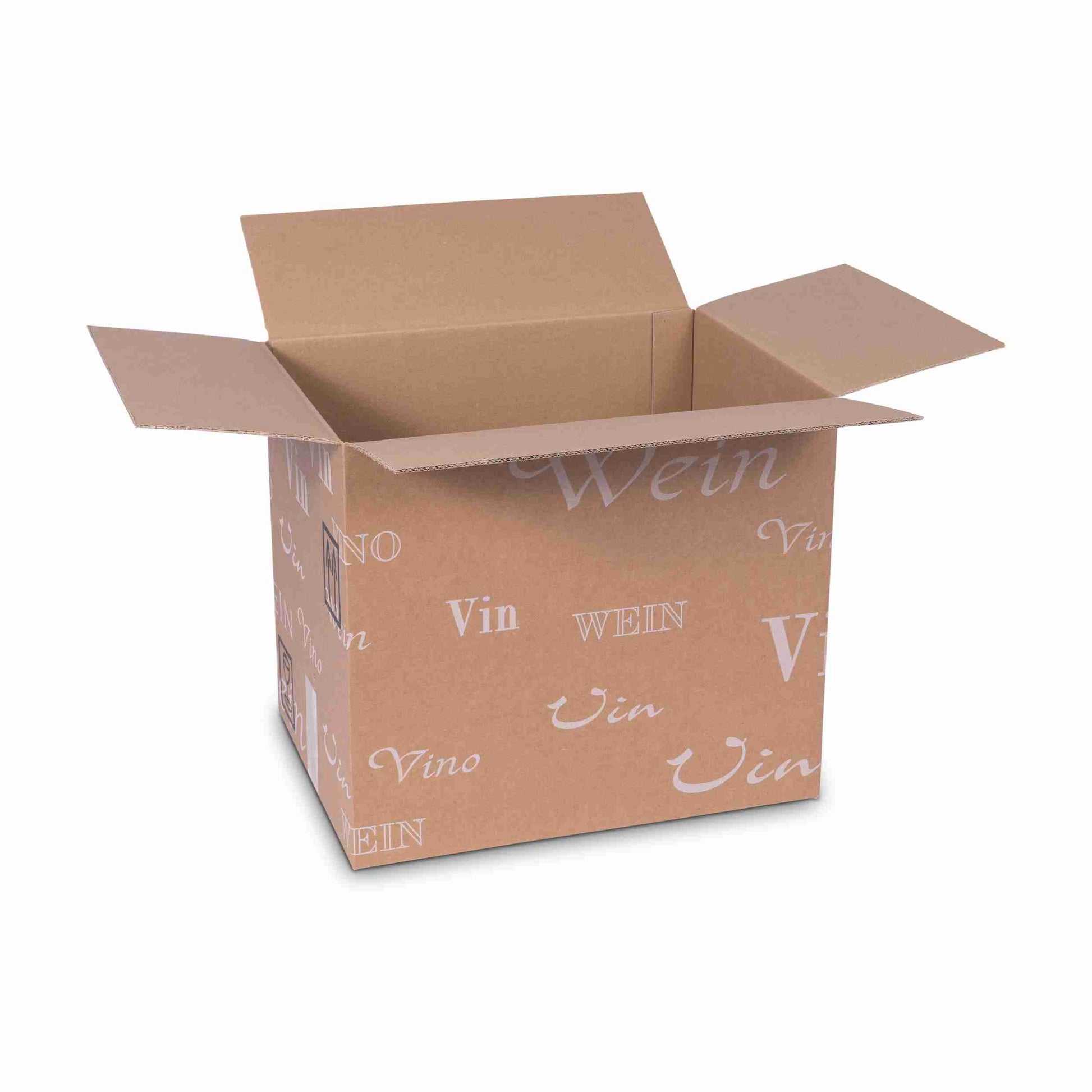 Model Trans-Scripto Weinversandkarton – für 12 × 0,75 l, max. 292 mm & Ø85 mm – 332 × 248 × 292 mm, braun – 1 Stk., ab 50 Stk.