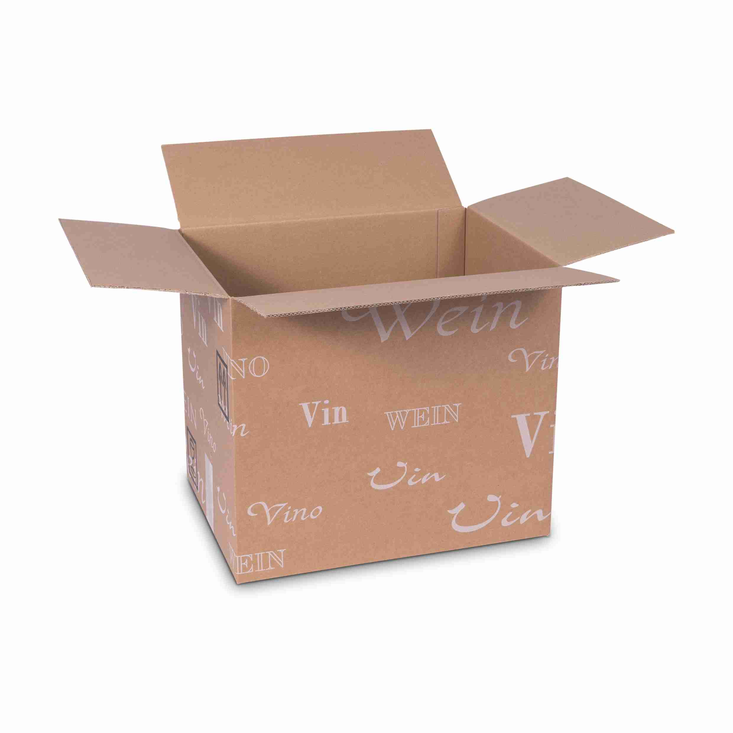 Model Trans-Scripto Weinversandkarton – für 12 × 0,75 l, max. 292 mm & Ø85 mm – 332 × 248 × 292 mm, braun – 1 Stk., ab 50 Stk.