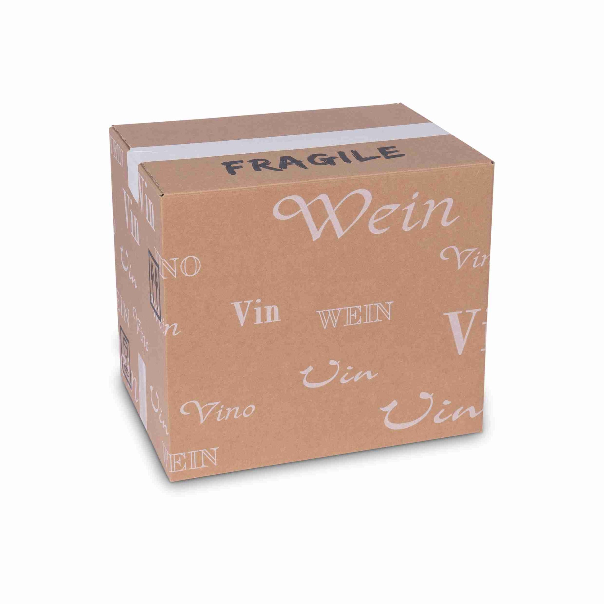 Model Weinversandkarton – für 12 × 0,75 l, max. 292 mm & Ø85 mm – 332 × 248 × 292 mm, braun, mit Gefache – 1 Stk., ab 100 Stk.
