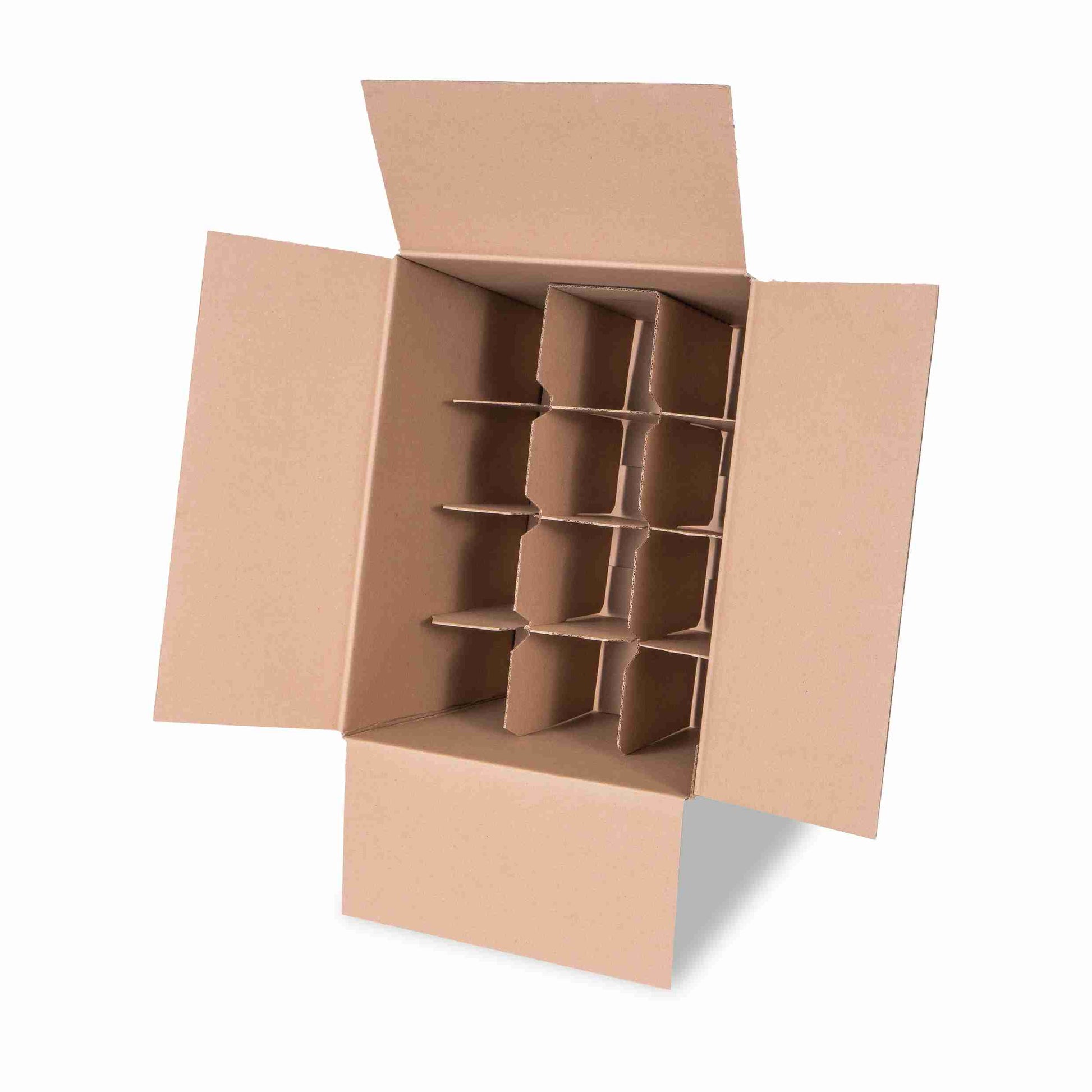 Model Trans-Scripto Weinversandkarton – für 12 × 0,75 l, max. 292 mm & Ø85 mm – 332 × 248 × 292 mm, braun – 1 Stk., ab 50 Stk.