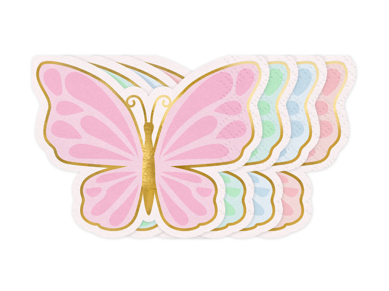 PartyDeco Servietten Schmetterling – mehrfarbig – 16 × 12 cm, 3-lagig – 12 Stück