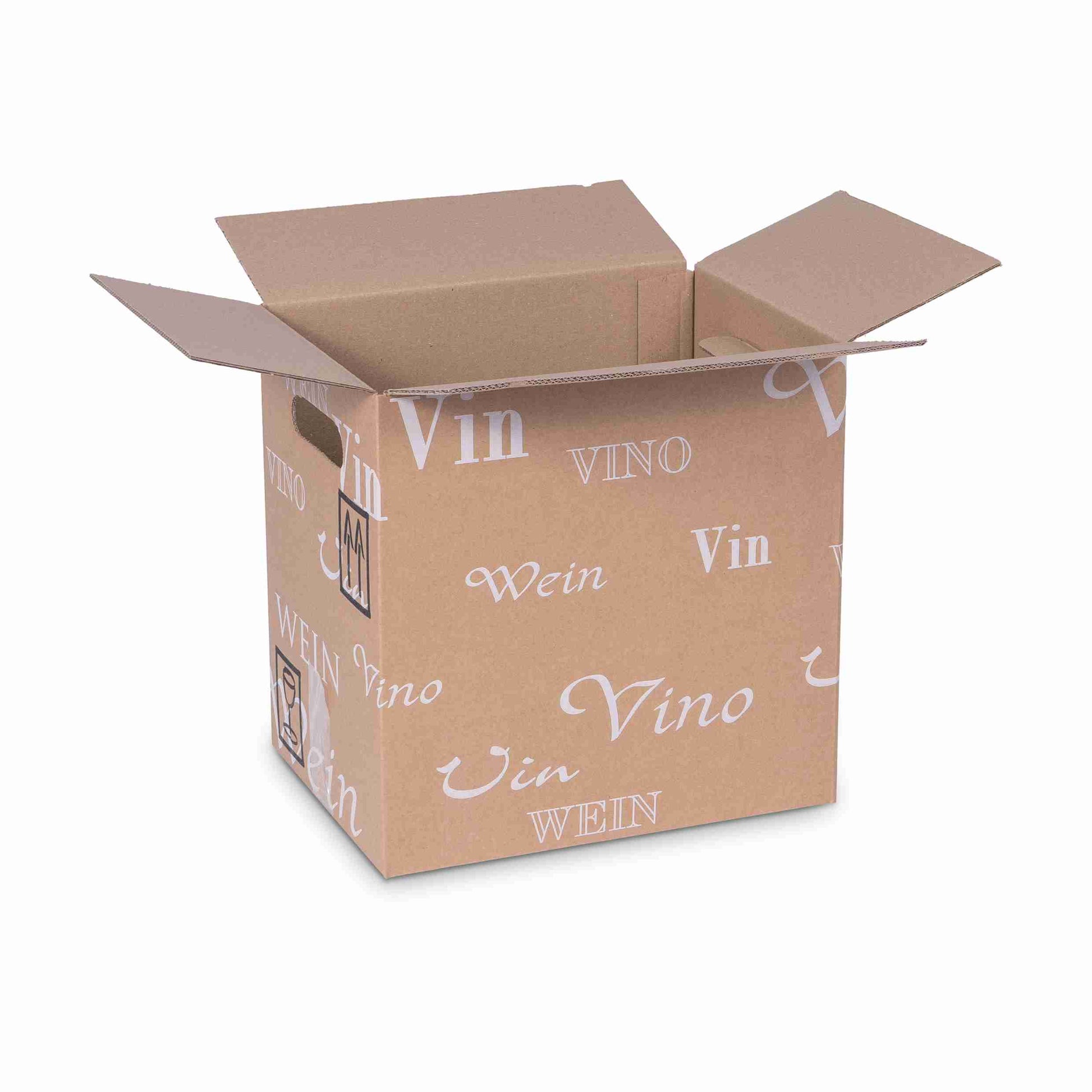 Model Trans-Scripto Weinversandkarton – für 12 × 0,5 l, max. 270 mm & Ø67 mm – 270 × 201 × 271 mm, braun – 1 Stk., ab 100 Stk.