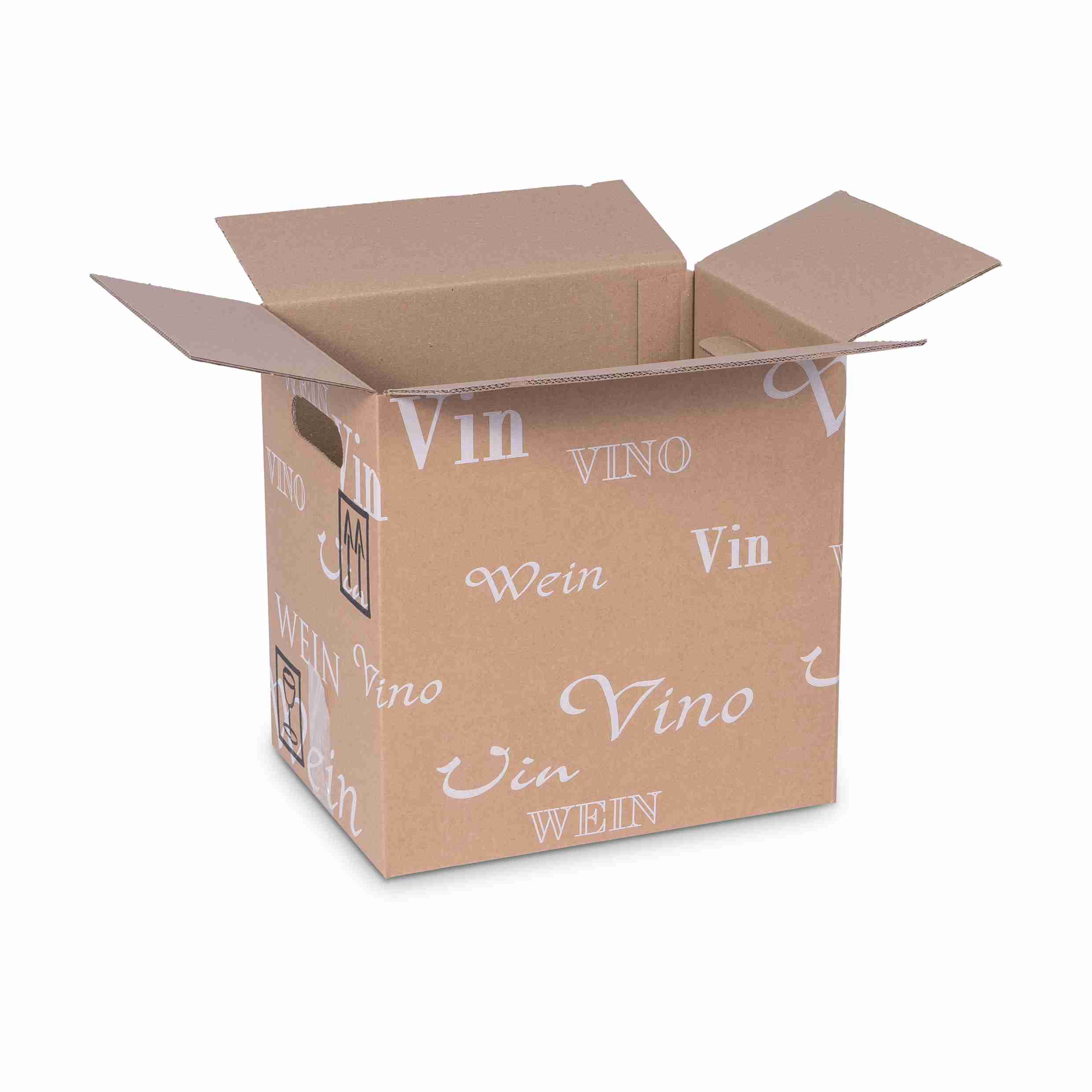 Model Trans-Scripto Weinversandkarton – für 12 × 0,5 l, max. 270 mm & Ø67 mm – 270 × 201 × 271 mm, braun – 1 Stk., ab 100 Stk.