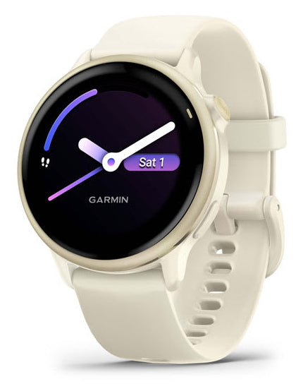 Garmin Vivoactive 6 – Smartwatch – GPS, WLAN, Farbdisplay, Schwimmen, Gold/Weiss, Sportarmband