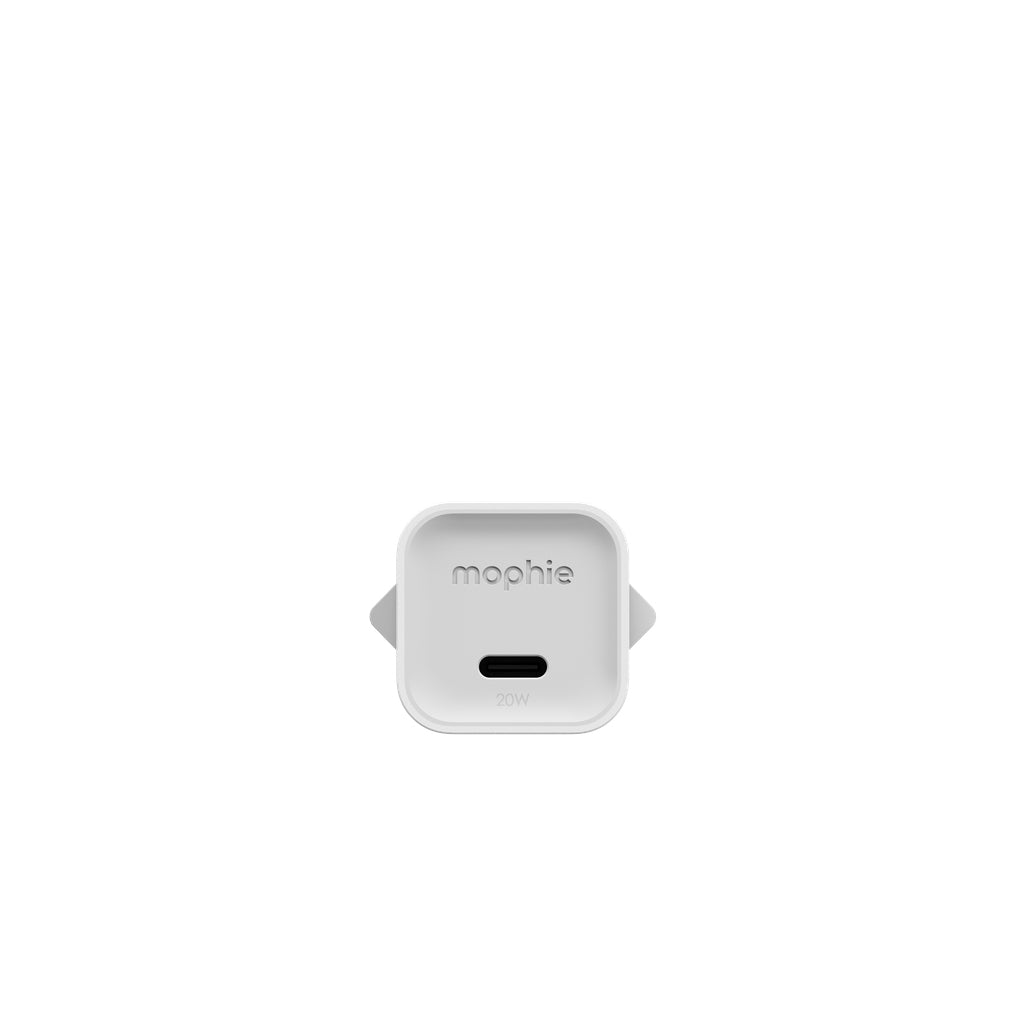 mophie Speedport 20 USB-Ladegerät 20 W – USB-C×1 – PD, GaN, EU-Stecker (Typ C) – Weiss