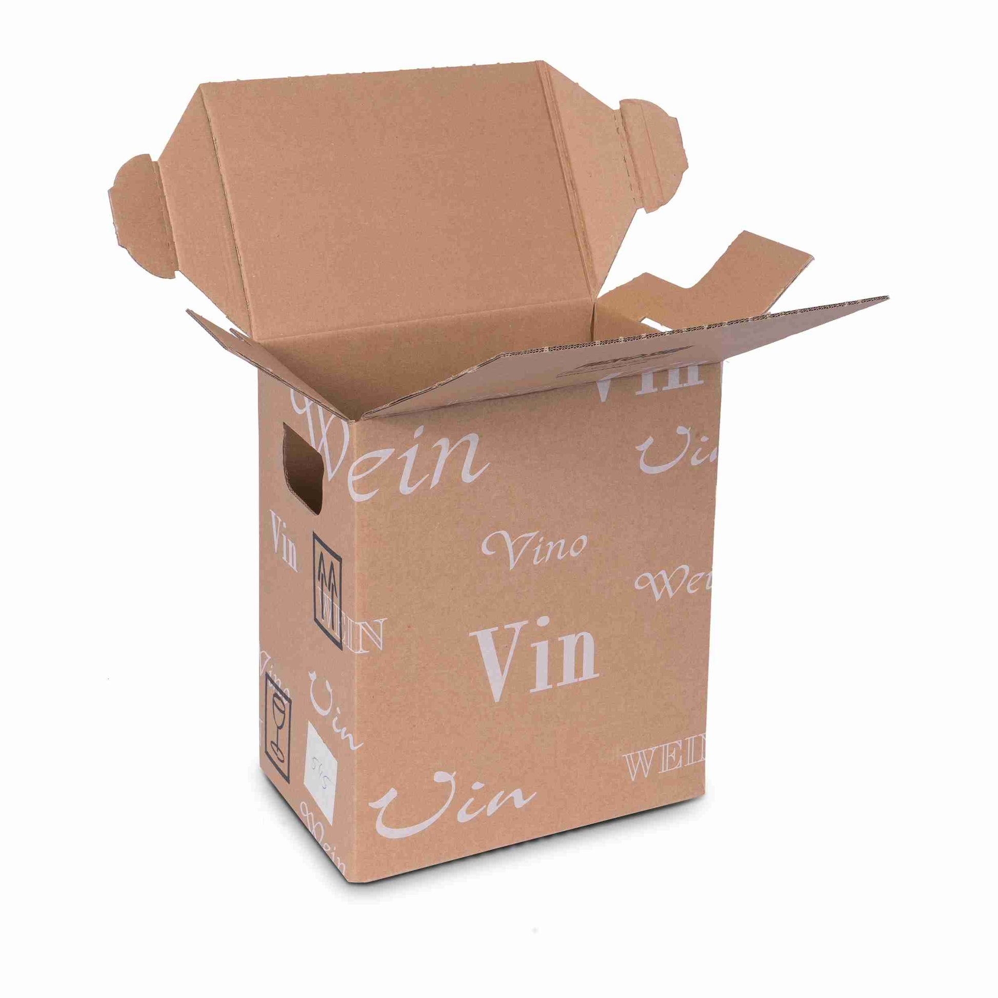Model Weinversandkarton – für 6 × 0,7 l, max. 292 mm & Ø83 mm – 252 × 168 × 287 mm, braun, Automatikboden – 1 Stk., ab 400 Stk.