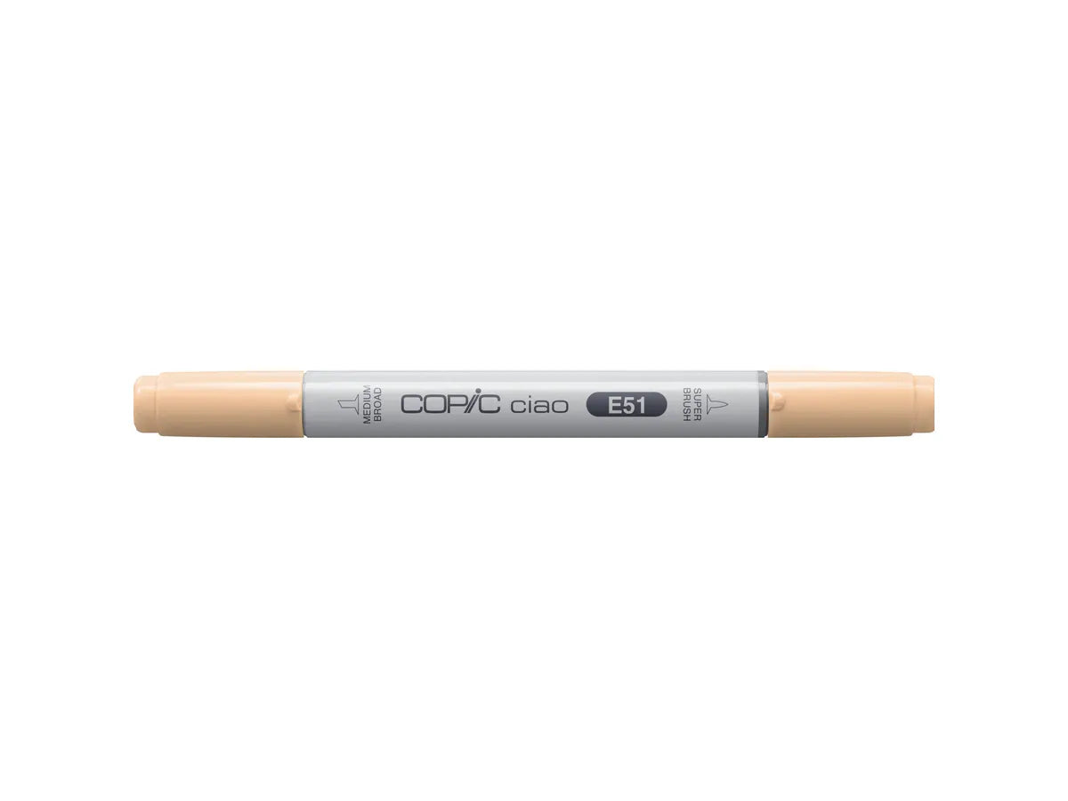 Copic Ciao Brush Pen, Doppelspitze – Pinsel + Meisselspitze, alkoholbasiert, E51 Milchweiss